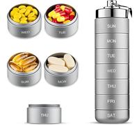 Weekly Moisture Proof Pill Organizer: Portable Pills Organizer Đe Metal, Portable Compartments For Chips, Pill Box, Waterproof Medicine , Pill