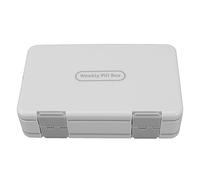 Weekly Organizer 7 Day Box Double Layer 24 Compartments Sealed Easy Open Portable Vitamin Container for Elderly Patients Long Term Medication Needs Durable PP Material 17.5 x 11 (White)