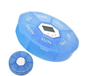 Weekly Pill Box, 7-Compartment Intelligent Pill Box with Timer, Daily Medication Reminder with Morning, Noon, Evening, Compartments for Home, Work, On the Go