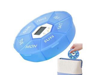 Weekly Pill Box - 7-Compartment Intelligent Pill Box with Timer - Daily Medication Reminder with Morning / Noon / Evening Compartments for Home Work On the Go