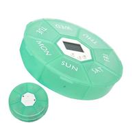 Weekly Pill Box - 7 Compartment Pill Box with Timer, Round Storage Box with Morning Noon Evening Compartments for Work Travel Home