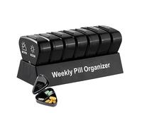 Weekly Pill Box 7 Day,3 Times a Day Clear and Black Small Medicine Storage Box with Separate Compartments,for Vitamin Fish Oil Pills Cod Liver Oil Supplements(Black)