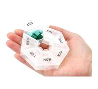 Weekly Pill Box, 7 Day Pill Box, Portable Pill Organizer for Fish Oil Pills and Medicinal Supplements (White)