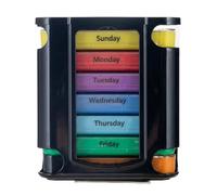 Weekly Pill Box 7 Day, Pill Organiser 4 Times a Day, Compact Portable Medication Case for Home and Travel Use, 28 Large Compartments for Vitamins & Medicine for Elderly Men Women Rainbow