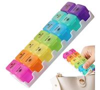 Weekly Pill Box - Anti-Moisture Tablets Sorter - with 14 Removable Compartments Compact Day Night Pill Organizer | for Elderly Kids Men Purse Pocket Home Fridge Workplace Morning