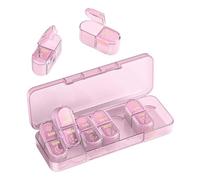 Weekly Pill Box, Compact Supplement Case, with 14 Compartments for Morning and Night - for Seniors, Adults, Children, Women, Bag, Pocket, Home, Workplace, Morning and