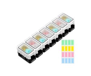 Weekly Pill Box - Modular Dispenser, Removable Compartment Organizer, Durabl PP Tablet Holder with Airtight Lid | Household Travel Car Workplace Elderly Child Medicine Management Featuring Detachable