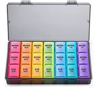 Weekly Pill Box Organiser 7 Day 3 Time a Day Pill Dispenser Storage Boxes with 21 Large Compartments Non-Toxic Travel Medication Organizer Tray for Medicine, Tablets, Vitamins & Cod Liver Oil