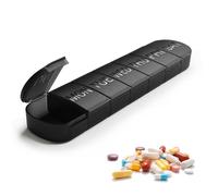 Weekly Pill Box Organiser with Upgraded Open Design, Black Large Pill Box 1 Time a Day, Portable 7 Day Travel Tablet Box for Medications, Vitamins, and Supplements