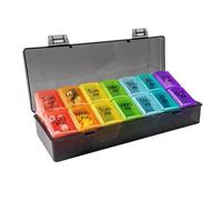 Weekly Pill Box，Pill Boxes 7 Day 2 Times a Day，Tablet Organiser，Personal Pill Dispenser，14 Extra Large Compartments Portable Travel，for Medication/Vitamins/Fish Oils/Supplements (Colour, 14 Grids)
