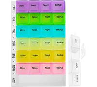 Weekly Pill Box Pill Organiser High Capacity 7 Day 4 Times A Day, with 28 Copartments to Hold Plenty of Medication for Vitamins and Supplements