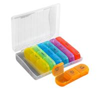 Weekly Pill Box - Pill Sorter 3 Times A Day | Airtight Compact Supplement Container for Morning Night Dosing Home Fridge Car Purse Pocket Kids