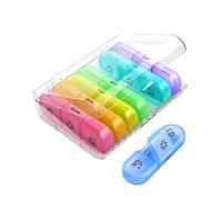 Weekly Pill Box Portable 7 Day Travel Tablet Case with Large Pill 3 Compartments Lightproof for Medications Supplements(White Color)