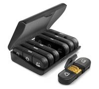 Weekly Pill Box Portable 7 Day Travel Tablet Case with Large Pill 3 Compartments Lightproof for Medications Supplements(Black)