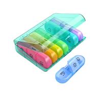 Weekly Pill Box Portable 7 Day Travel Tablet Case with Large Pill 3 Compartments Lightproof for Medications Supplements(Green Color)