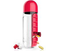 Weekly Pill Box with 7 Compartments and Integrated Water Bottle, Daily Organiser for Elderly and People with Special Need, Capacity 600 ml