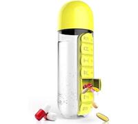 Weekly Pill Box with 7 Compartments and Integrated Water Bottle, Daily Organiser for Elderly and People with Special Need, Capacity 600 ml