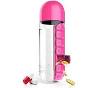 Weekly Pill Box with 7 Compartments and Integrated Water Bottle, Daily Organiser for Elderly and People with Special Need, Capacity 600 ml