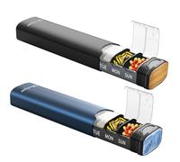 Weekly Pill Boxes 7 Day 1 Times A Day,Serfeymi Metal Pill Organiser(Spare Gasket Provide),Travel Tablet Dispenser,Daily Pill Case,Dosette Box,Medicine Holder for Medication,Supplement(Indiv Lid)-2PCS