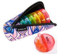 Weekly Pill Organiser 2 Times A Day, Pill Boxes 7 Day with Zipper Neoprene Case for Travel for Easy of Use, Round Medicine Storage Box, Tablet Organiser for Vitamin Fish Oils Supplement (Pink)