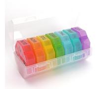 Weekly Pill Organiser 4 Times a Day - 7 Day Extra Large BPA-Free Pill Box with Colour-Coded Compartments, Easy Open Design, Portable Travel Medicine Case for Tablets, Vitamins & Supplements