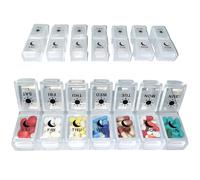 Weekly Pill Organiser 7 Day 2 Times a Day - AM PM Pill Box with 14 Compartments, Easy-Open Flip Lids, Compact Travel Tablet Organiser for (White)