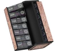 Weekly Pill Organiser 7 Day 2 Times a Day - Kqimi Waterproof Light-Protected Travel Pill Box with Hidden Lock, Large Capacity AM PM Tablet Dispenser for Vitamins Supplements Home Daily Use (Pink)