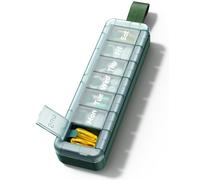 Weekly Pill Organiser 7 Day Pill Box Once a Day with Fabric Carry Loop, Matte Opaque Privacy Lids & Moisture-Proof Storage - Elegant Travel Case by Ideerfit (Dark Green)