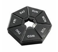 Weekly Pill Organiser 7 Day Portable Medicine Storage Box Compact Travel Pill Case with Separate Daily Compartments - Black