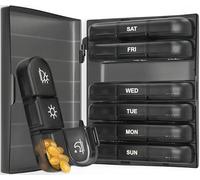 Weekly Pill Organiser Box 7 Day 3 Times a Day with One-Side Opening Design, Easy to Retrieve, Premium Quality Travel Tablet Case Large Compartments, Vitamin and Supplements Case