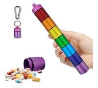Weekly Pill Organiser, DASKING Aluminium Alloy Pill Box 7 Day 1 Times a Day, Waterproof Tablet Organiser w/Keyring, Carabiner, Portable Medication Holder, Small Objects Case for Outdoor Travel Camping