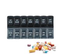 Weekly Pill Organiser, Portable Travel Pill Box - 7 Days 2 Times a Day Morning/Afternoon Medication Planner | 2 Times Daily Morning/Afternoon Travel Pill Box with Large Compartments