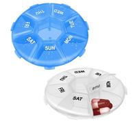 Weekly Pill Organizer 2 PCS Small Pill Dispenser Reminder Mini Daily Medication Containers 7 Day Aesthetic Compartments Week Travel Medicine Box Compact Pills Sorter Holder Storage