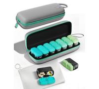 Weekly Pill Organizer 2 Times a Day, 7 Day Travel Medicine Pill Organizer with Moisture-Proof Silicone Lid, AM PM Daily Pill Bottle for Vitamins & Supplements, Pocket-Size Pill Case(Green)