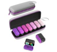Weekly Pill Organizer 2 Times a Day, 7 Day Travel Medicine Pill Organizer with Moisture-Resistant Silicone Lid, Large AM PM Daily Pill Bottle for Vitamins & Supplements, Pocket-Size Pill Box(Purple)