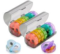 Weekly Pill Organizer - 2 Times-A-Day Compartments - 7 Day AM/PM Pill Container - Portable, Durable and Convenient Travel Pills Case for Tablets, Fish Oils, Vitamins and Supplements, Rainbow, 2 Pack