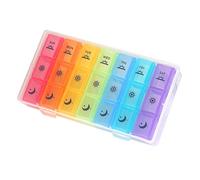 Weekly Pill Organizer,3-Times-A-Day 7 Day Pill Box Large Compartments Moisture-Proof Pill Case Medication Reminder Portable Travel Container for Vitamins Fish Oil Compartments Supplements