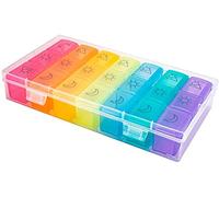 Weekly Pill Organizer 3 Times a Day, Travel Friendly Pill Box 7 Day with Large Compartments and Sturdy Design, Portable Medication Reminder for Vitamins/Fish Oils/Supplements