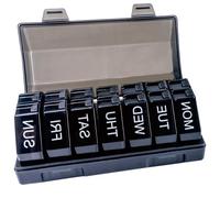 Weekly Pill Organizer 4 Time a Day，Pill Dispensers， Pill Box 7 Day with 28 Extra Large Compartments Portable Travel ，4 Times a Day Pill Case, for Medication/Vitamins (Black 28 grids)