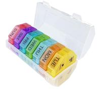Weekly Pill Organizer 4 Time a Day，Pill Dispensers， Pill Box 7 Day with 28 Extra Large Compartments Portable Travel ，4 Times a Day Pill Case, for Medication/Vitamins (Transparent Color 28 grids)