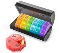 Weekly Pill Organizer 4 Times a Day, Large Pill Box 7 Day Daily Pill Case with 28 Extra Large Compartments Portable Travel Pill Container Big Medicine Organizer for Supplement Vitamin (Rainbow)