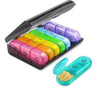 Weekly Pill Organizer 4 Times a Day Pill Organizer with Drawer Designed Large Pill Box Travel Pill Case 7 Day Medicine Case Box(02 Colorful)