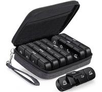 Weekly Pill Organizer 4 Times a Day with a Business Stylish Bag, PULIV Portable Pill Box 7 Day with 28 Compartments for Men, Removable Pill Sorters to Store Vitamin, Medication, Fish Oil, Supplements