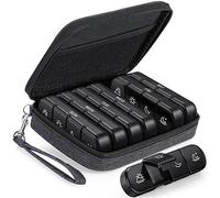 Weekly Pill Organizer 4 Times a Day with a Business Stylish Bag, PULIV Portable Pill Box 7 Day with 28 Compartments for Men, Removable Pill Sorters to Store Vitamin, Medication, Fish Oil, Supplements