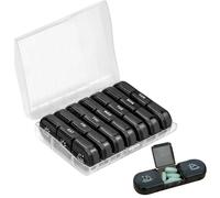 Weekly Pill Organizer 7 Day 21 Compartments 3 Times a Day Morning, Noon, Evening Capsule Box, Portable Medicine Box Pill Storage for Travel, Office, Business Trip (Clear-Black)