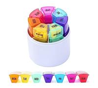 Weekly Pill Organizer 7 Day 4 Times a Day, Medicine Box Round Storage Holder with Lid Supplements Fish Oil Calcium Vitamin Container Portable Travel Pill Case