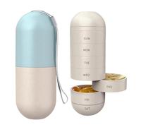 Weekly Pill Organizer - 7 Day Waterproof Airtight Portable Container,7 Day Pill Organizer - for Supplements Fish Oil Medication Daily Travel Purse Storage