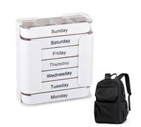 Weekly Pill Organizer - 7 Days Medicine Planner - Portable Pill Supplement Case 4 Times a Day for Home Work School Airplane Elderly Kids Vacation Trips