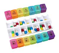 Weekly Pill Organizer - Anti-Moisture Supplement Case | with 14 Removable Compartments Compact Day Night Pill Organizer - for Elderly Kids Men Purse Pocket Home Fridge Workplace Morning