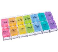 Weekly Pill Organizer, BPA Free, 14 Compartment Pill Box Case Spring Assisted Lid, Large Compartments 7/14 Day Ideal for Vitamins, Cod Liver Oil, Supplements, Medication (B. 14 Day)